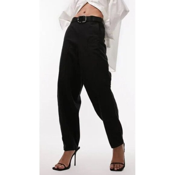 Topshop Balloon Leg High Waist Size 2 Peg Ankle Pants Cotton Side Zipper NWT - Picture 9 of 12